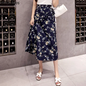 

Skirts Women 2020 Summer Beach New Korean Style Chiffon Holiday Retro All-match Elegant Womens Clothing Female Trendy Simple