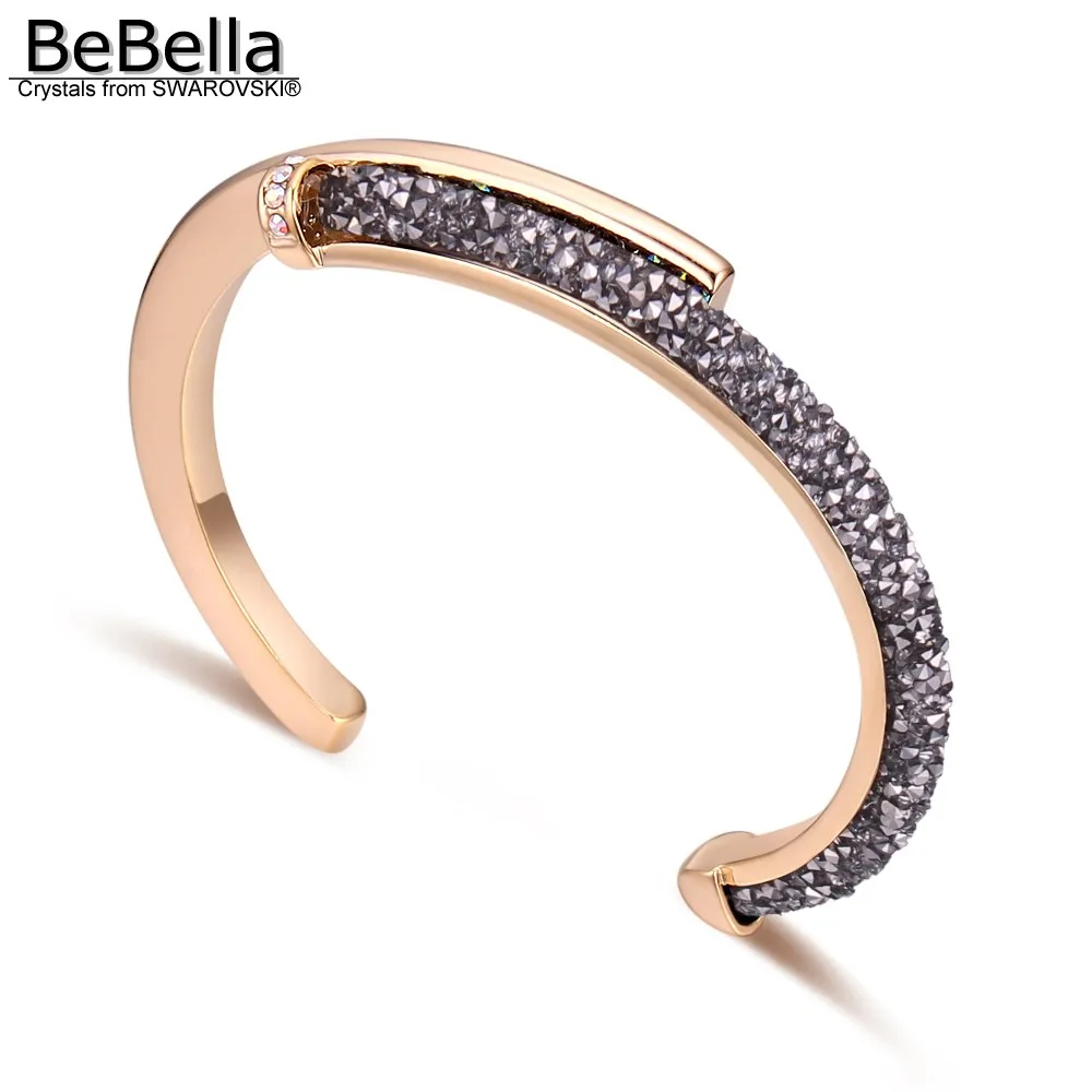 BeBella, Кристальные камни, пылезащитный Браслет-манжета, браслет с кристаллами от Swarovski, модное ювелирное изделие для женщин, девушек, подарок невесты, новинка - Окраска металла: Black Diamond