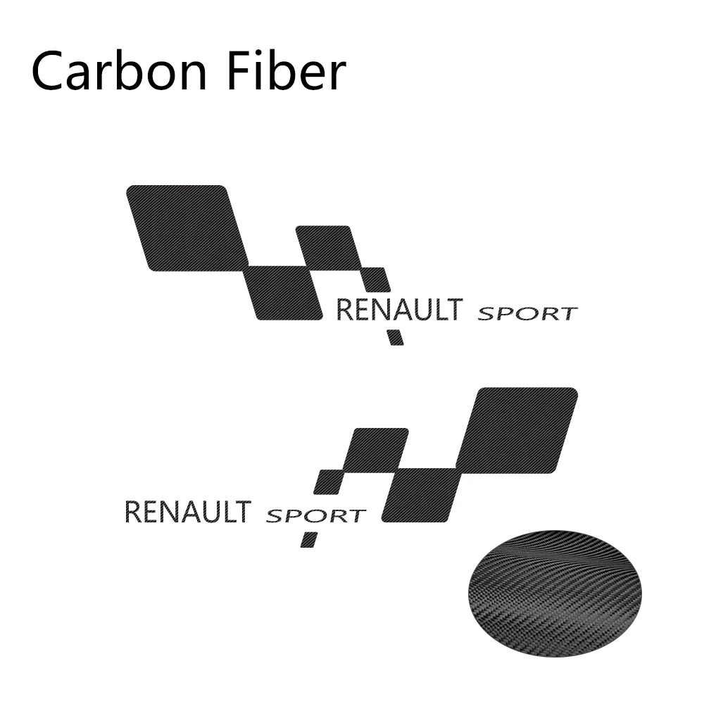 2шт боковые дверные виток винилопласта с наклейкой Авто DIY гоночная Спортивная Наклейка Автомобили для Марка Renault Clio Megane Duster тюнинг автомобильные аксессуары - Название цвета: Carbon Fiber