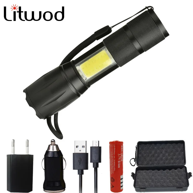 Litwod z20 103C светодиодный фонарик XML-T6 + COB 5000LM водонепроницаемый фонарик фонарь, фонарь для охоты