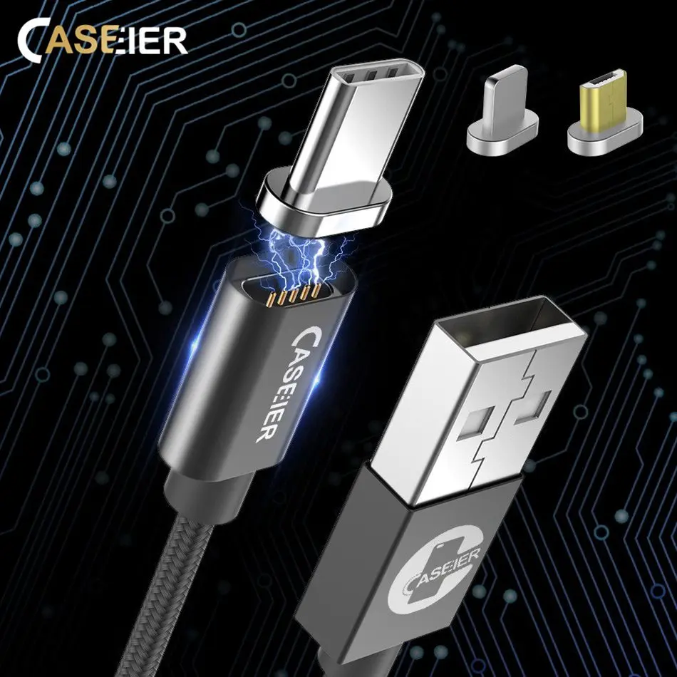 Магнитный usb-кабель CASEIER OTG для быстрой зарядки, кабель USB type C, Магнитный зарядный кабель Micro usb для зарядки и передачи данных, кабель USB для мобильного телефона