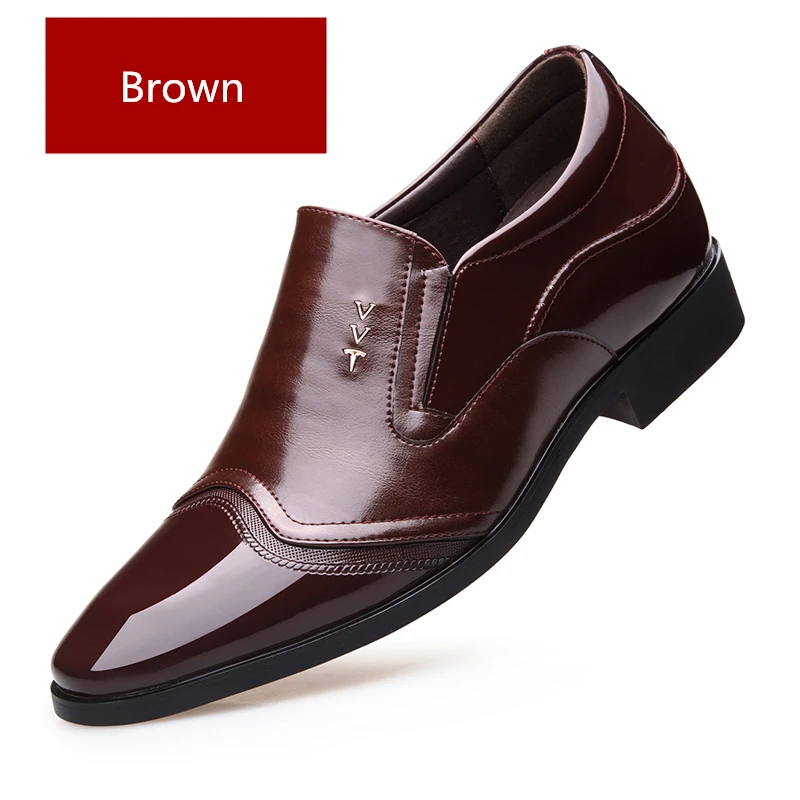 Misalwa/; мужские свадебные туфли для жениха; экстравагантные элегантные модельные туфли; мужские деловые туфли, увеличивающие рост, на 7 см - Цвет: Brown Elevator Shoes