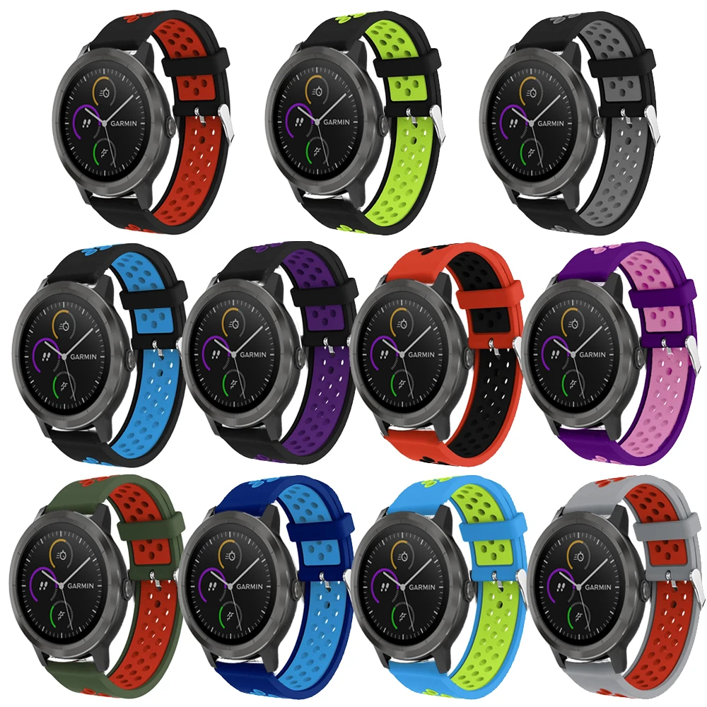 Ремешок силиконовый для смарт часов Garmin Vivoactive 3 цветной сменный спортивный