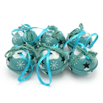 

Christmas decoration 6 pcs blue metal shiny Jingle Bells 50mm for home,Holiday Christmas gift Christmas tree decorations