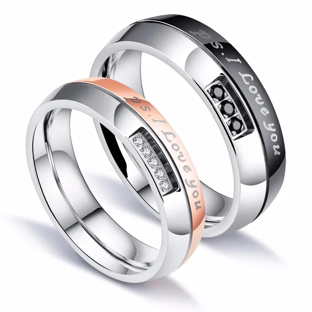 Free Custom Engraving I Love You Wedding Rings S Two Tone Free Custom Engraving I Love You Wedding Rings S Two Tone Crystal Engagement In Stainless
