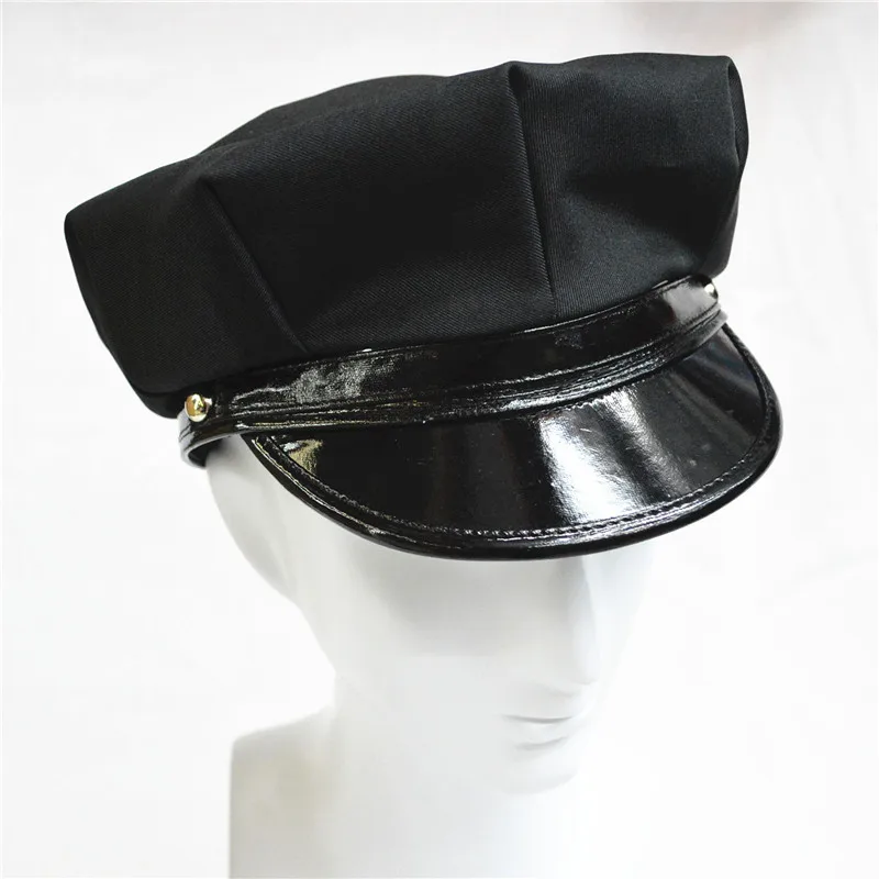 black peaked military hat