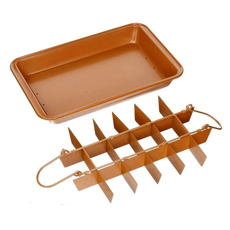

Non-stick Brownie Pan Tin with Dividers, Heavy-duty Divided Brownie Tray, 18-Cavity, 12 by 8 inches, Dark Gold