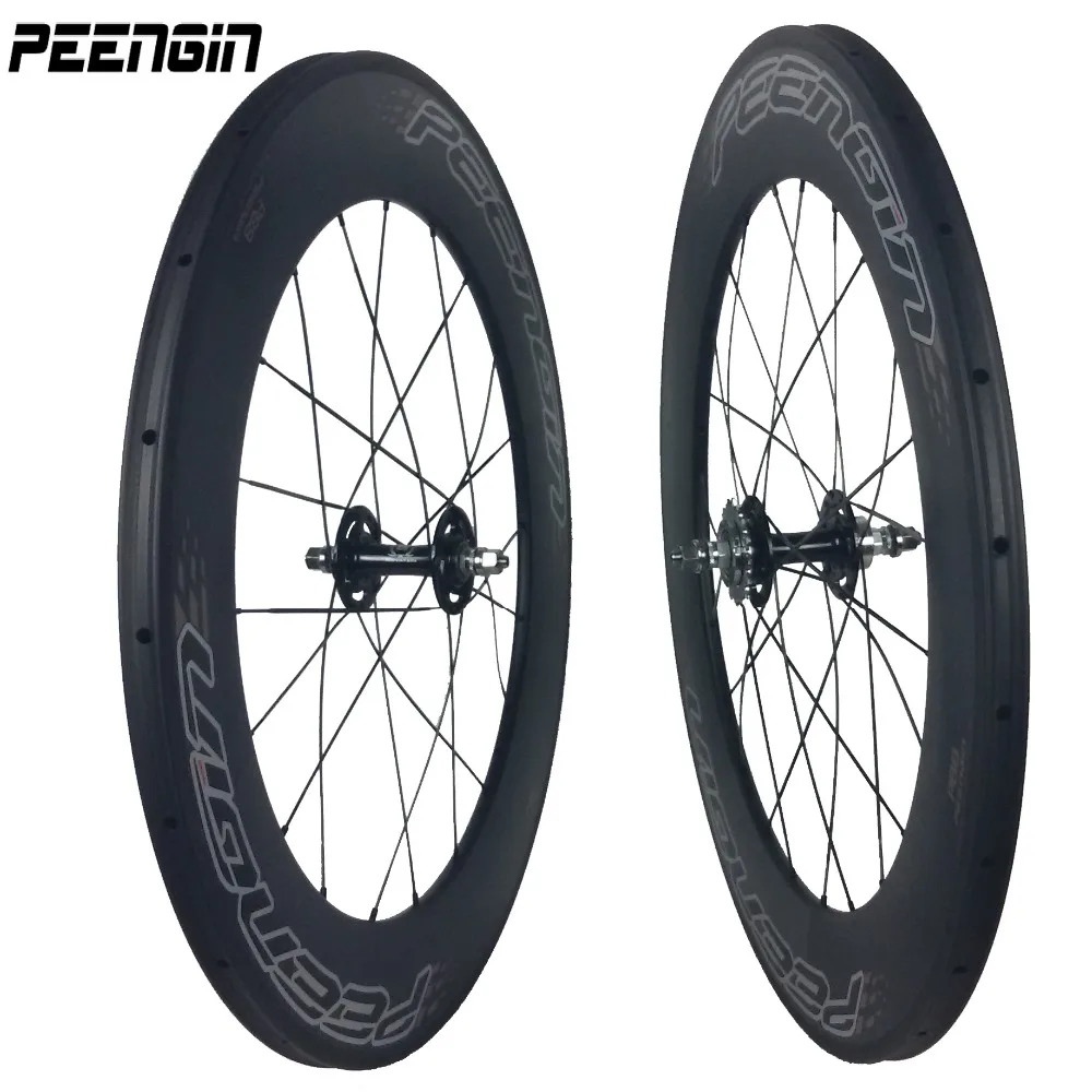 Best UCI test/EN standard manufacturer sale 88mm carbon fixed gear clincher Wheels U shape tubular rim track bike wheelset 25mm wide 6