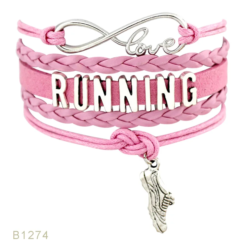 Running Shoe Sneakers Training Marathon Triathlon Track and Field Charm Leather Bracelets for Women