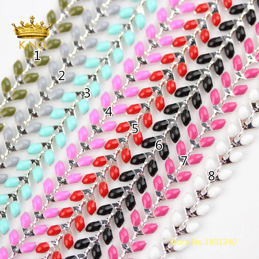 

5meters Silver Copper Beaded Enamel Chains Findings,Enamel Fishbone Epoxy Chain,Handmade Chevron Chains Components Chain HX205
