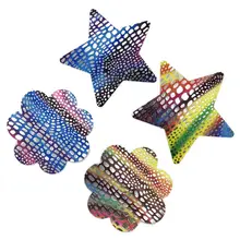 Женские одноразовые накладки на грудь Чехлы самоклеющиеся Rave голограмма Радужная рыба весы в форме сердца, звезды Стикини 20 пар