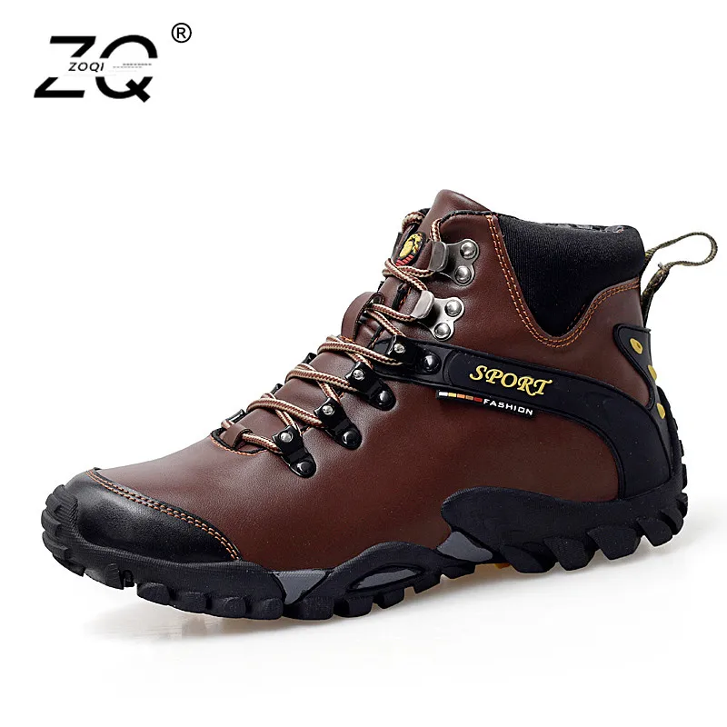 

ZOQI Outdoor Hiking Boots Men Sneakers Cowhide Winter Boots Men Snow Boots Waterproof Walking Shoes Men Camping Terkking Shoes