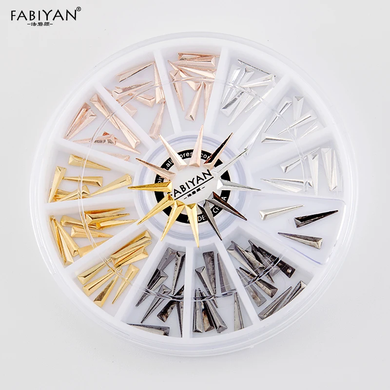 4 Color Nail Art Wheel Long Sharp Triangle Rivet Alloy Strip Metal Decoration Accessorie 3D Tips DIY Design Polish Manicure Tool