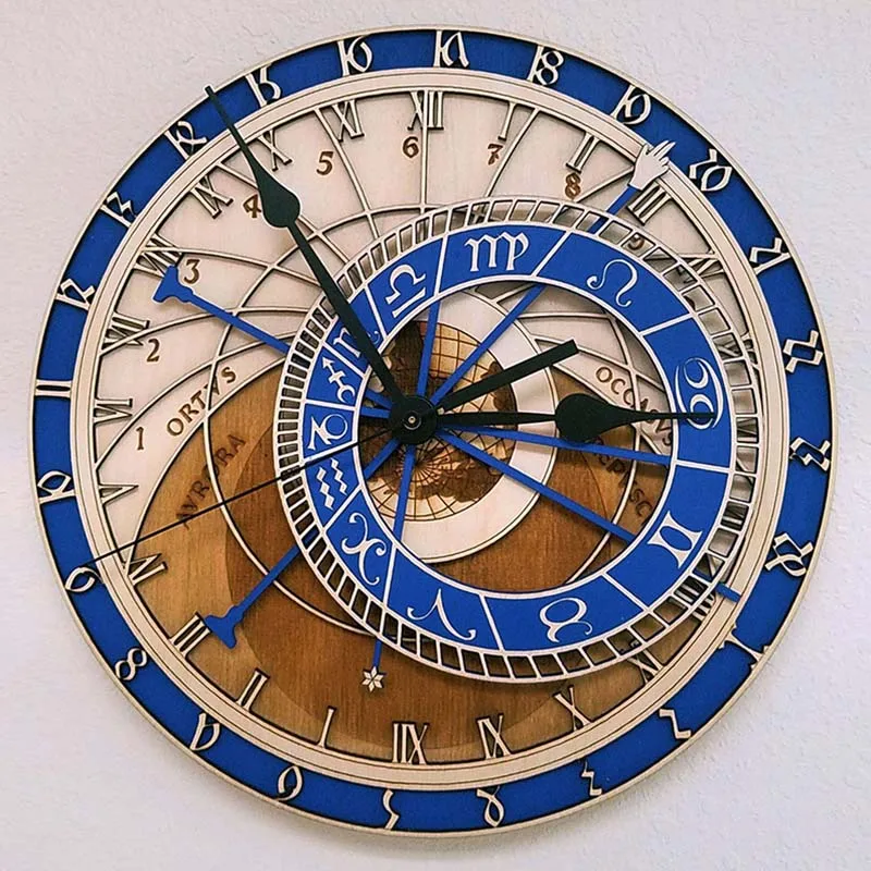Астрономические антикварные часы на стену для гостиной бесшумные механические настенные часы креативные/Ретро кварцевые 3D настенные часы домашний декор - Цвет: 1