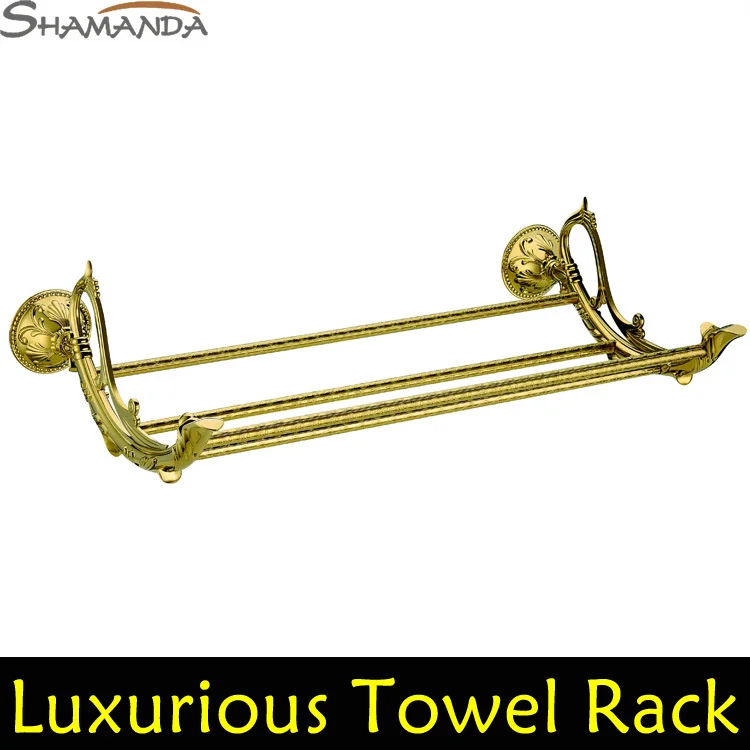 

Limited Free Shipping-european Style Luxurious Titanium Gold Plating Towel Rack,towel Shelf with Bar,towel Holder-66010g