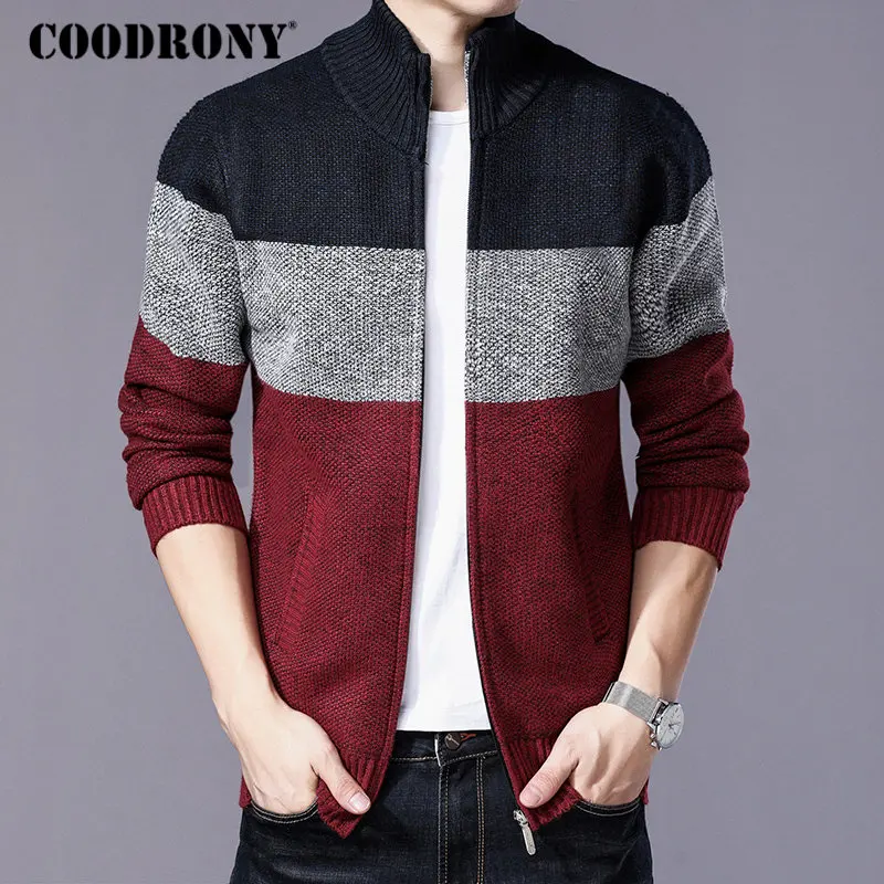 COODRONY الكشمير رداء علوي من الصوف معطف مع القطن بطانة سستة المعاطف سترة الرجال الملابس 2018 الشتاء سميكة الدافئة سترة الرجال H003