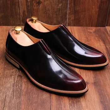 

NEW Male Autumn Fashion Personality Brush Color Pointed Toe Slip On Business Casual OXFORDS Shoes