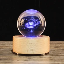 XINTOU 3D Engraved Milky Way Galaxy Crystal Ball Music Box 80 mm Wooden Bluetooth Speaker Wedding Birthday Valentine’s Day gift