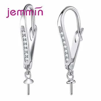 

1 Pair Clear Rhinestone Earrings Components Fine 925 Sterling Silver DIY Hooks Earwire Leverbacks For Handmade Earring