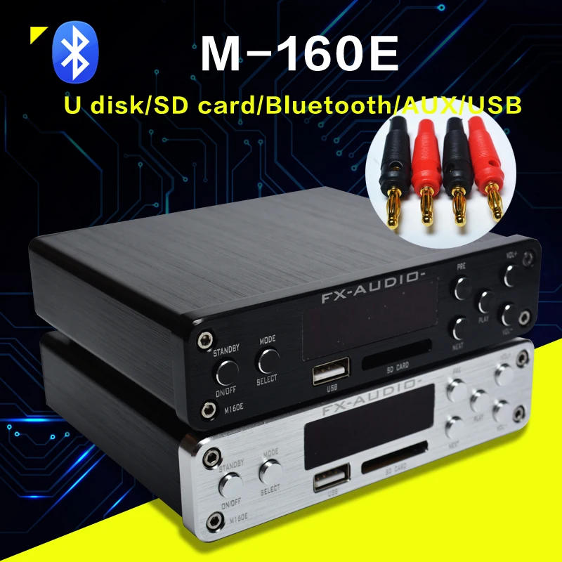 FX-Audio M-160E Bluetooth@4.0 Digital Audio Amplifier Input USB/SD/AUX/PC-USB Loseless Player For APE/WMA/WAV/FLAC/MP3 160W*2 FX-Audio M-160E Bluetooth@4.0 Digital Audio Amplifier Input USB/SD/AUX/PC-USB Loseless Player For APE/WMA/WAV/FLAC/MP3 160W*2