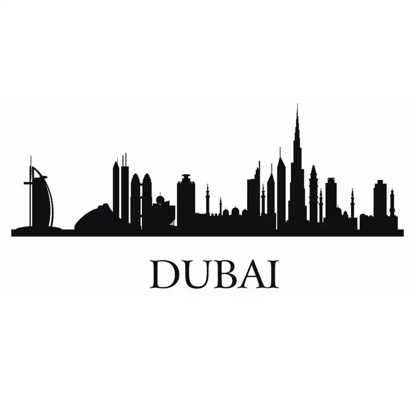 

DUBAI Skyline Decal Wall Sticker Vinyl Stickers Decor Mural Art Living Room Home Decoration Landmark Skyline Wall Decal