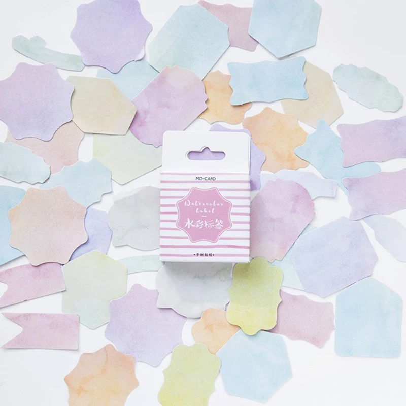 

45Pcs Cute Watercolor Label Memo Pads Diary Stickers Pack Diy Sticker Kawaii Planner Scrapbook Stationery Escolar School Supply
