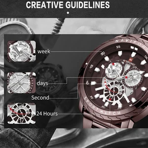 Image 5 - NAVIFORCE Luxury Brand Watch Men Gold Quartz Sport waterproof Military Wrist watch Clock Full steel Watches Relogio Masculino