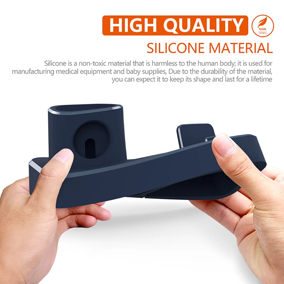 Silicone Charge Stand For Iphone X Iphone 8 Iphone 7 Desk Night Stand Dock Station For Apple Watch All Series Airpods Holder (6)