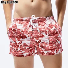 RAY GRACE летние для мужчин карман пляжные шорты цветочный принт быстросохнущая плавание шорты для женщин дышащие Бермуды для пляжа пляжные