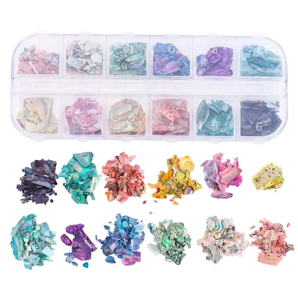 

1 Case Beauty Nail Flakes Holographic Glitter Laser Abalone Slices Gradient Shell Irregular Paillette Sequins Mermaid Nails Acce