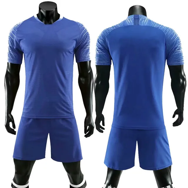 Мужская футбольная Футболка, комплекты из дышащего материала для мальчиков, Футбольная Одежда для девочек, комплекты футболок с короткими рукавами, Детская Футбольная форма, футбольный трикотажный костюмчик - Цвет: blue