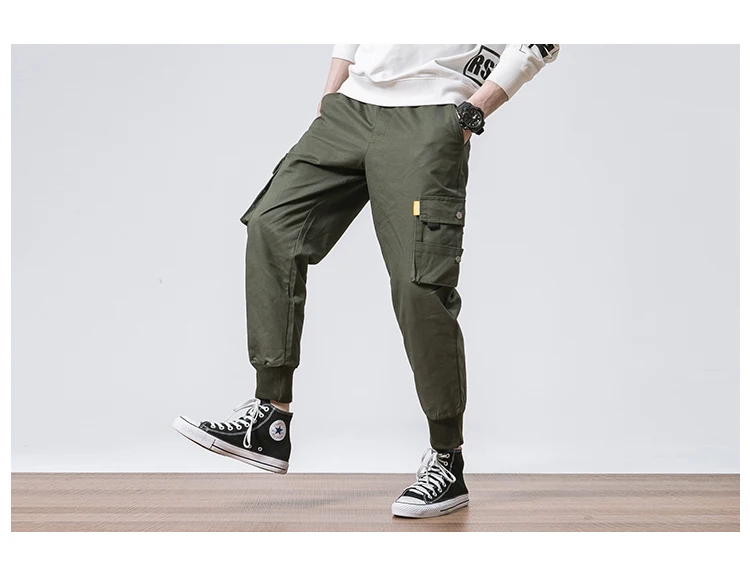 Для мужчин боковые накладные карманы шаровары 2019 хип-хоп Повседневное мужской Tatical бегунов Брюки Модные Повседневное зеленого цвета