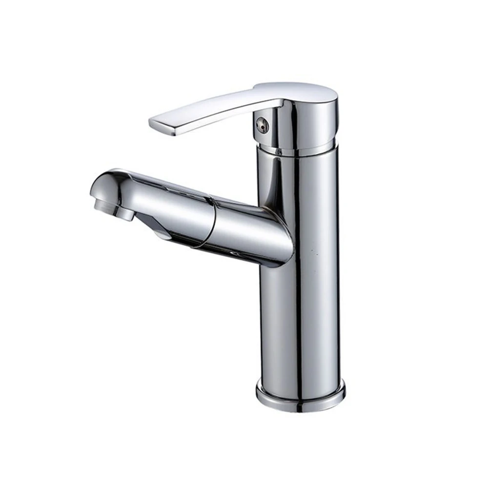

1pc Elegant Pull Out Mixer Tap Cold and Hot Water Faucet Swivel Copper Faucet Basin Water Tap for Washroom Bathroom