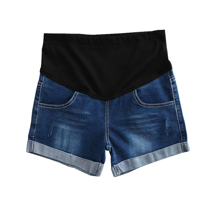 

Vintage Abdominal Denim Shorts Maternity Jeans Capris For Pregnant Women Clothes High Waist Pockets Prop Belly Curling Shorts