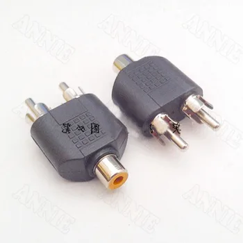 

50pcs/lot One To Two Female To Male Audio Converter RCA To Double Lotus Nickel Plated Socket