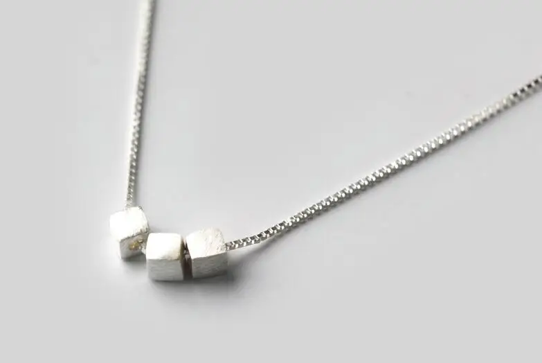 

New Arrival Silver Necklace Matte Cubic Square Necklace For Women Party Gift New Year gift