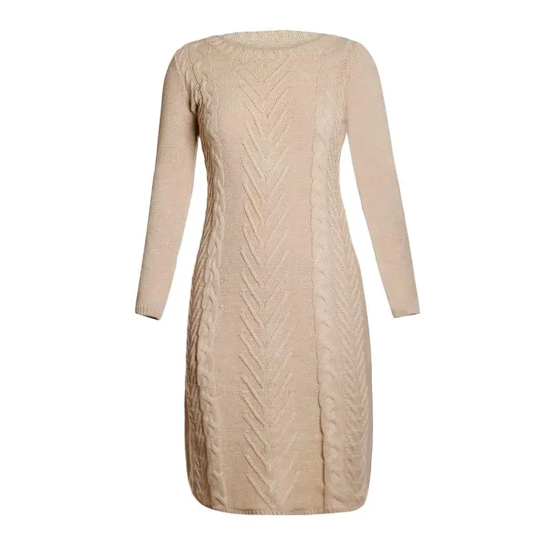 ADEWEL 2018 Spring Women Long Sleeve Bodycon Sweater Dress Casual Hand Knitted Midi Dress Elegant Inner Wear Womens Dresses (5)
