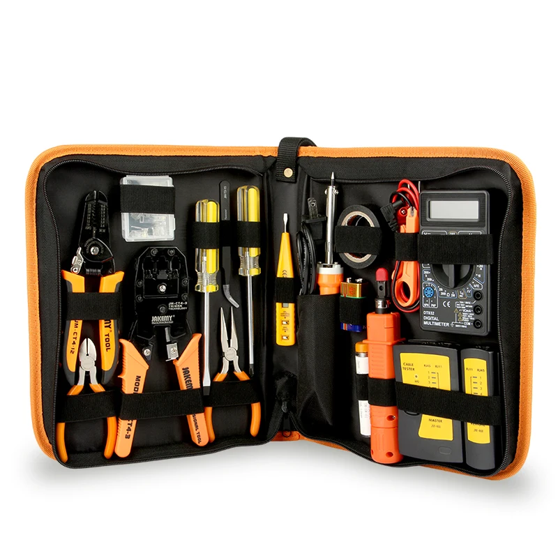 

JAKEMY Newest Multitool Precision Network Maintenance Tools Kit Inclue Electric Chromium Iron Punch Down Tool Diagonal Pliers