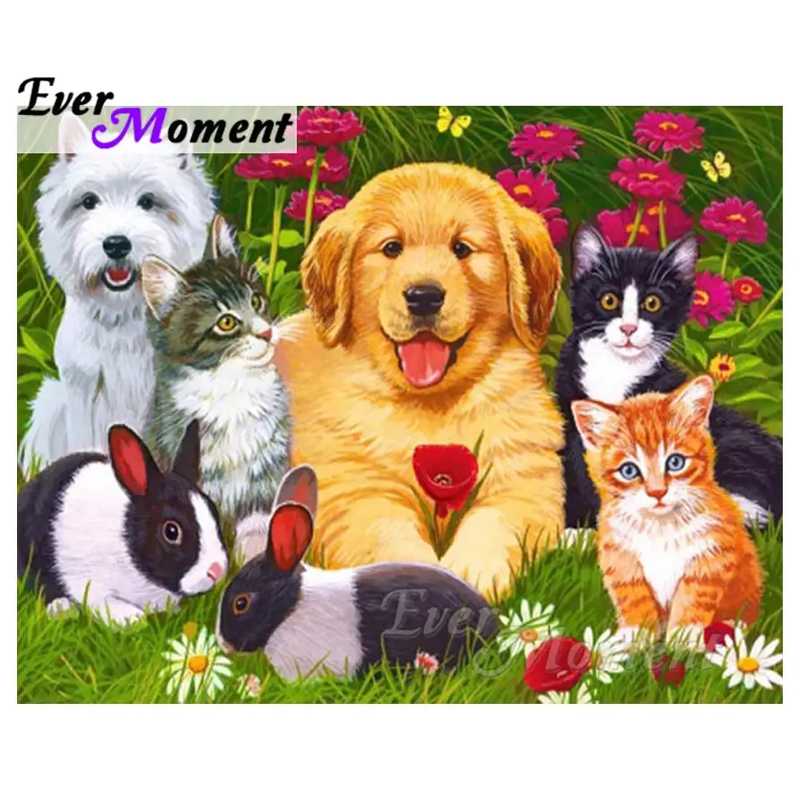 Ever Moment Алмазная картина собака кошка животное вышивка крестом 5D Сделай Сам