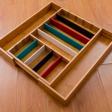 Бамбуковая регулируемая коробка для хранения Одноместный/двухсторонний гибкий разное многофункциональное держатель для кухонных принадлежностей Случайная коробка для перегородок
