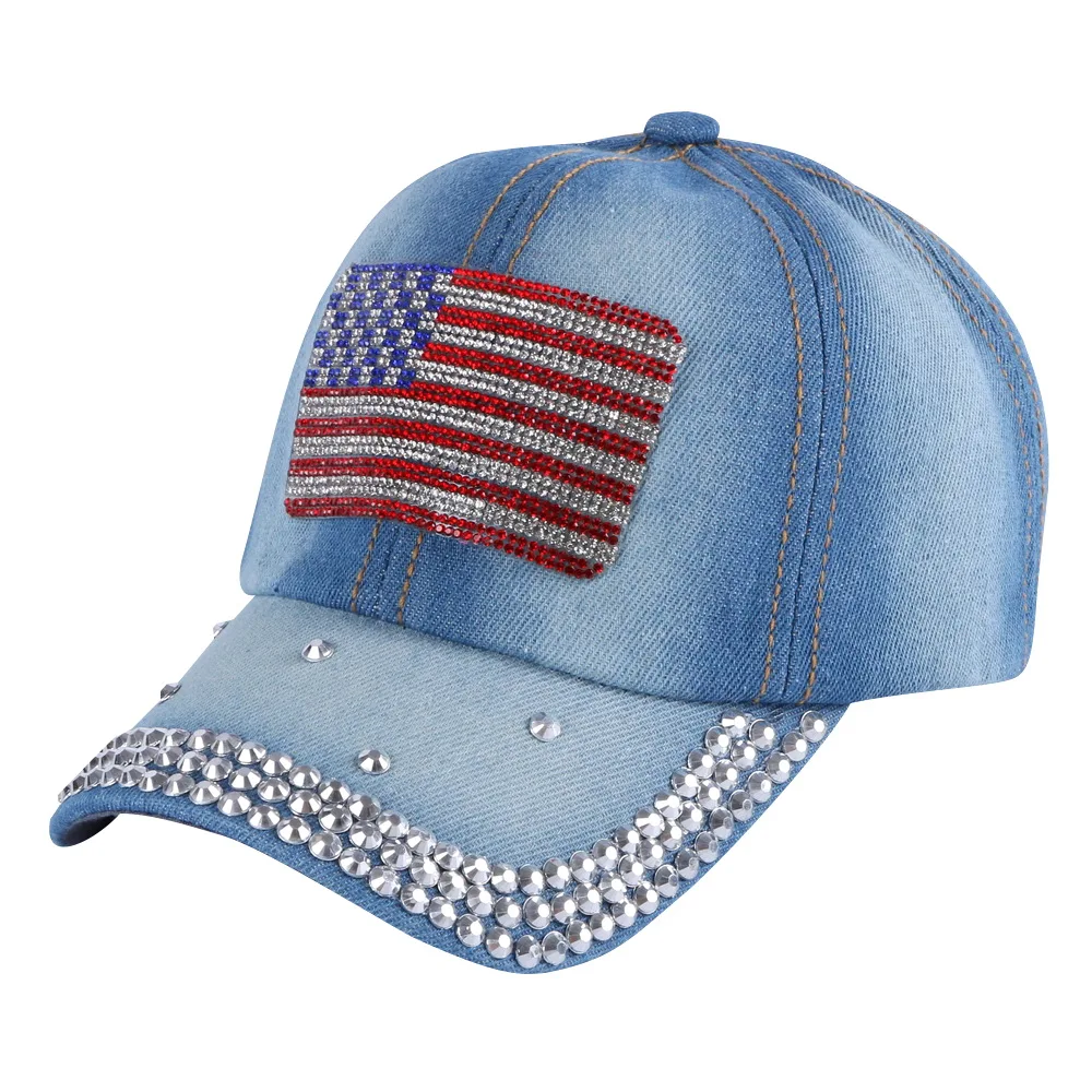 Новая модная шапочка для ребенка, шапка со стразами, роскошные шикарные спортивные бейсболки с флагом США, Детские бейсболки