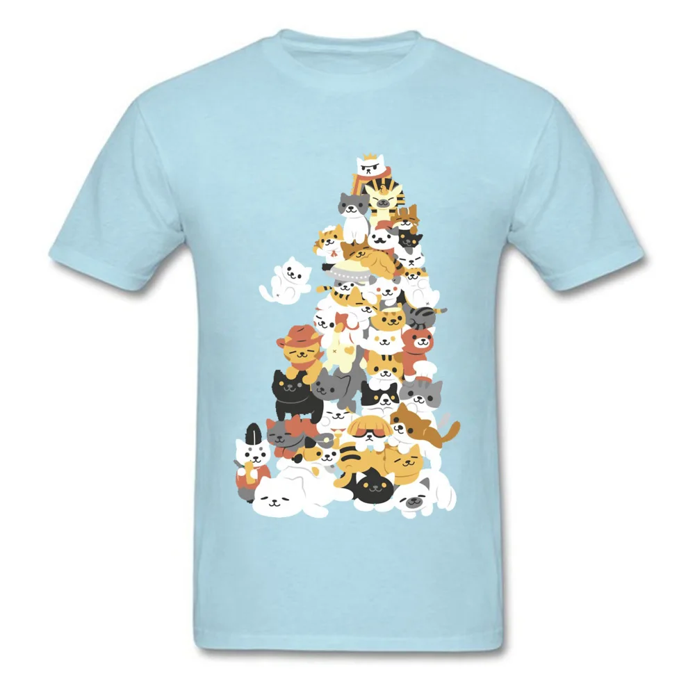 Cat-pile-618- Round Neck Tshirts Summer Tees Short Sleeve New Coming 100% Cotton Europe Tops & Tees Design Men's Cat-pile-618- light