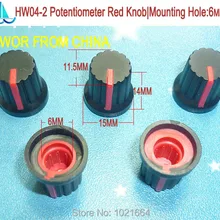 100 шт./лот HW04-2 Высококачественная пластиковая красная ручка потенциометра(для поворотного потенциометра