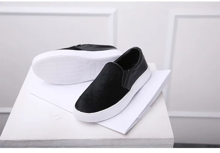 

spring/Autumn new arrival fashion women's authentic cowhide with horse hair 001 xuwen rubber shoes flat with casual shoes