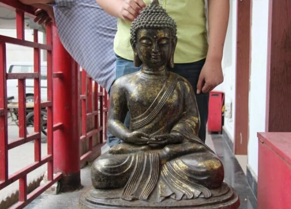 

China Tibet Old Temple Bronze Copper Amitabha Tathagata Sakyamuni Buddha Statue