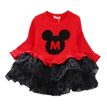 Платье для маленьких девочек с длинными рукавами; весеннее платье с Минни; От 2 до 6 лет для дня рождения; повседневная одежда для маленьких девочек; Vestido Bebes Infantil