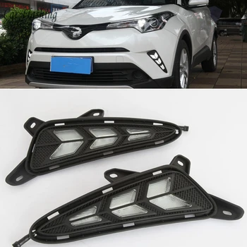 

Car Flashing 1set For Toyota C-HR CHR 2016 2017 2018 2019 LED light DRL Daytime Running Lights Daylight yellow turn Signal lamp