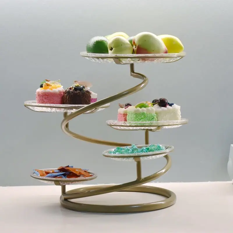  2019 Brand European Wrought Iron Multi-function Fruit Cake Stand Afternoon Tea Snack Tray Storage R