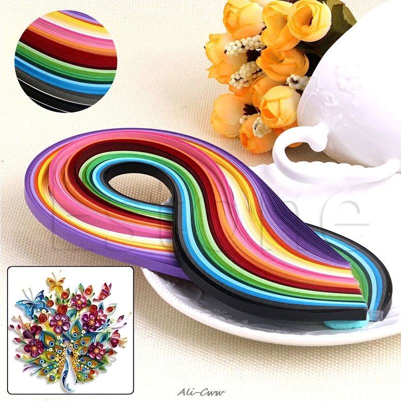 

160/240 Stripes Quilling Paper 5mm Width Mixed Color For DIY Craft 16/24 Colors