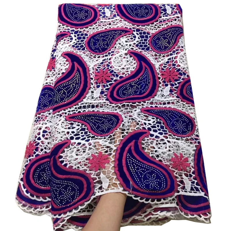 

Free shipping (5yards/pc) high quality African party lace fabric fashion guipure velvet lace fabric with rhinestones CWS83